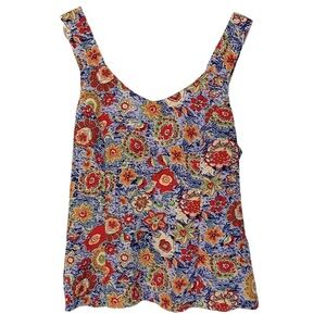 Desert West by Sherry Holt Blue‎ Red Floral Sleeveless Top Small USA VC1388